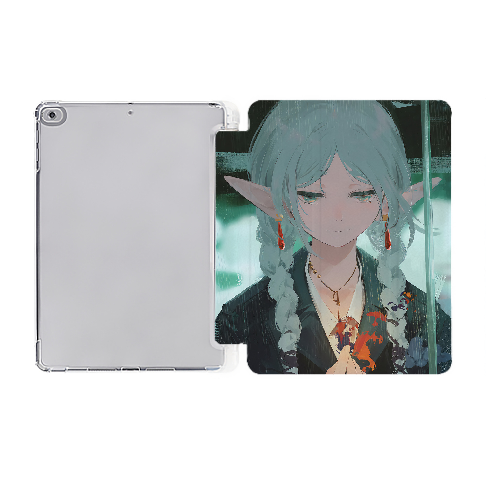 （画像用） 葬送のフリーレン Frieren IPad ケース ペン収納付き 三つ折りスタンド PUレザー×シリコン 対応機種9.5/10.5/10.9インチ